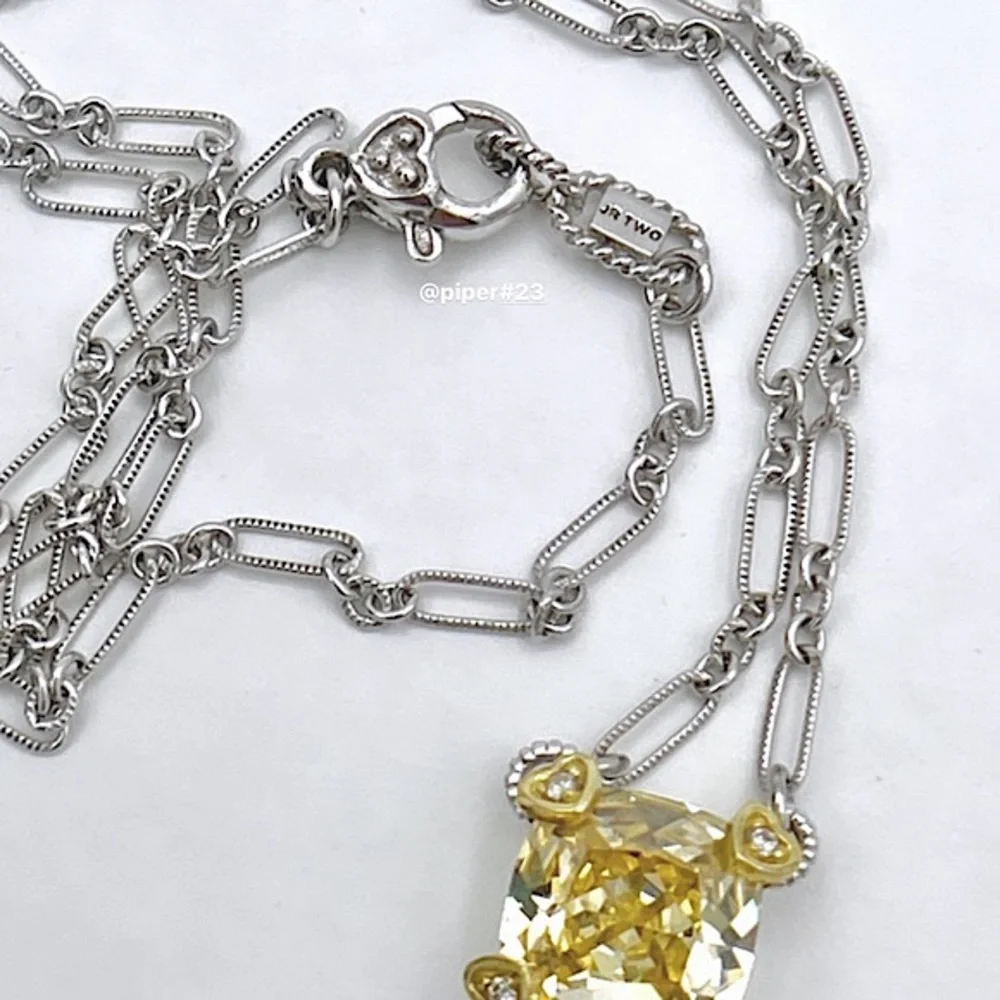 Judith Ripka Canary Crystal & Diamond JR TWO Linen Pendant Fancy-link Necklace - Picture 11 of 12
